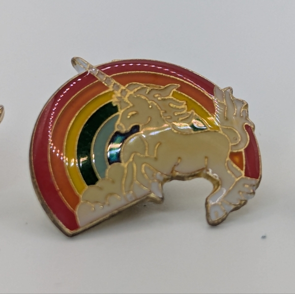 Vintage 1970's Unicorn Pegasus & Angel Pin Set - Picture 5 of 6